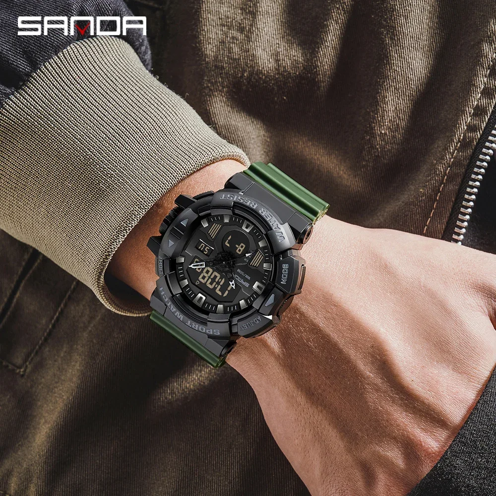 Sanda-reloj electrónico multifuncional para hombre, cronógrafo resistente al agua para deportes al aire libre y jóvenes, nuevo producto 3129