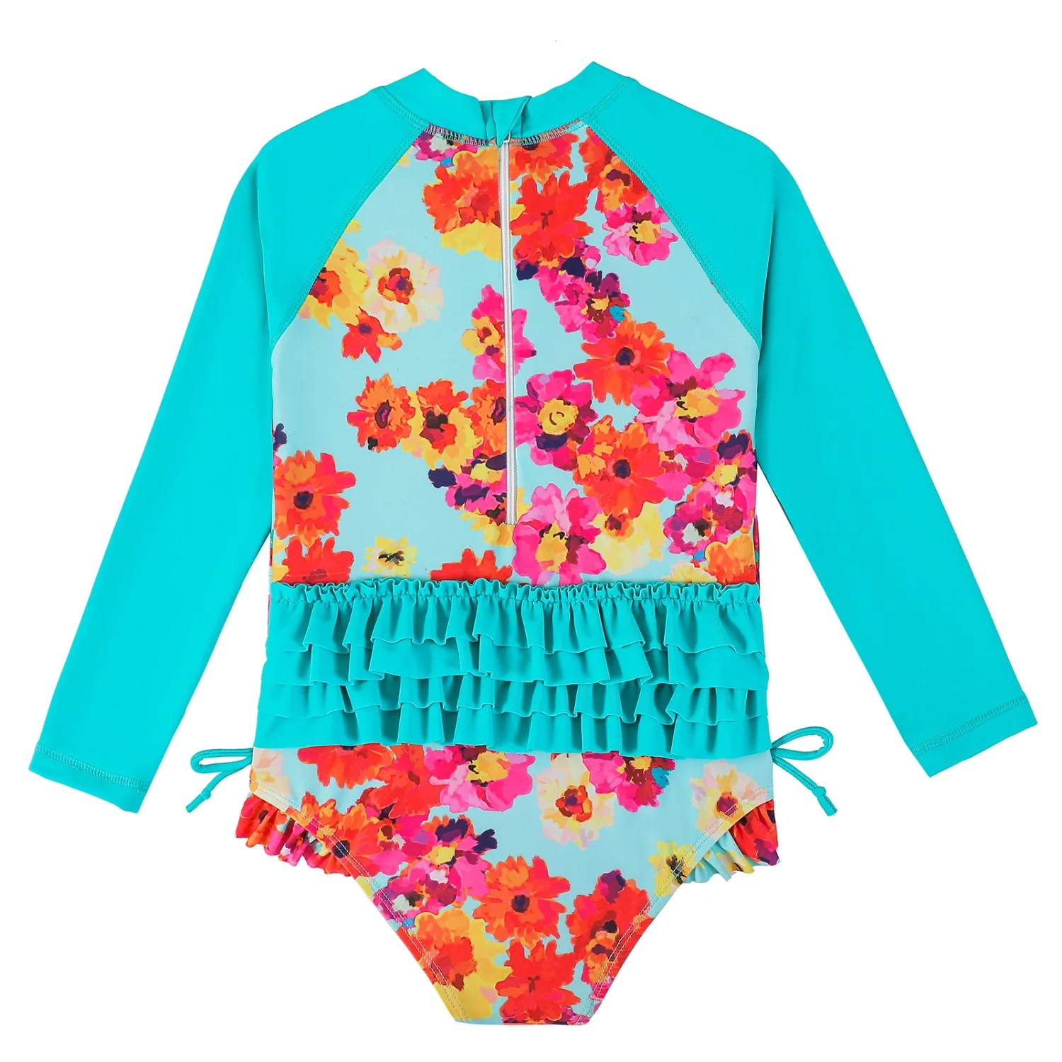 2024 Children Swimsuits Girls Long Sleeves One-piece Bathing Suit 1-5Years Kids A Suntan Suit Cute Infant Toddler Bathing Suit