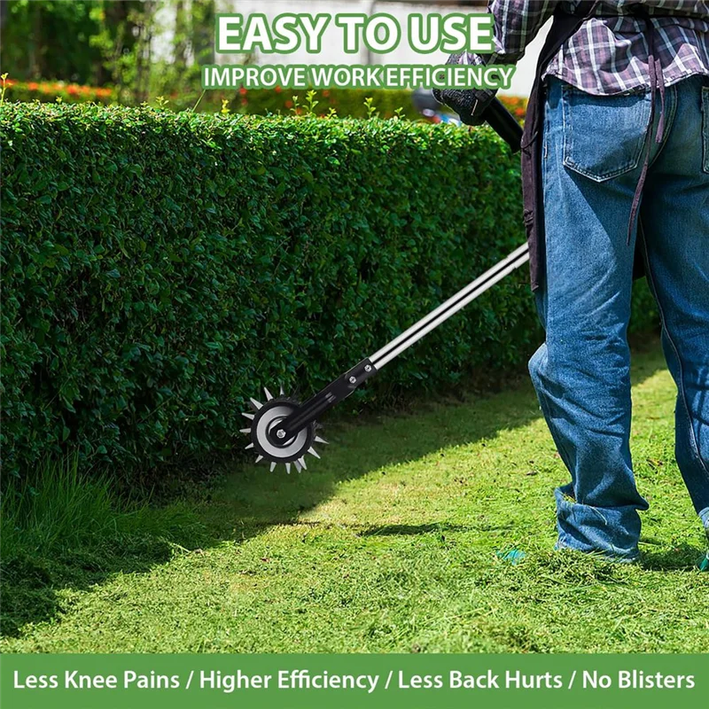 

SYW-Wheel Rotary Edger, Manual Edger Lawn Tool,Adjustable Length With Sturdy 4-Section Stainless Steel Lawn Edger Tool