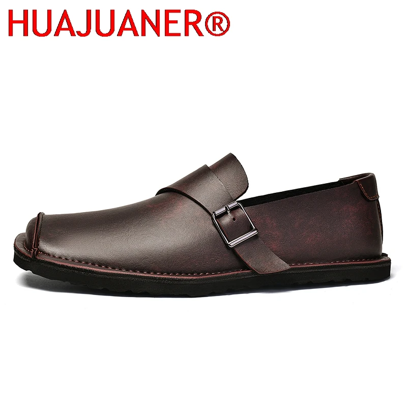 Personality Mens Casual Leather Shoes Slip on Shoes Comfy Fashion Loafers New Men Business Shoes All-match Man Driving Footwear
