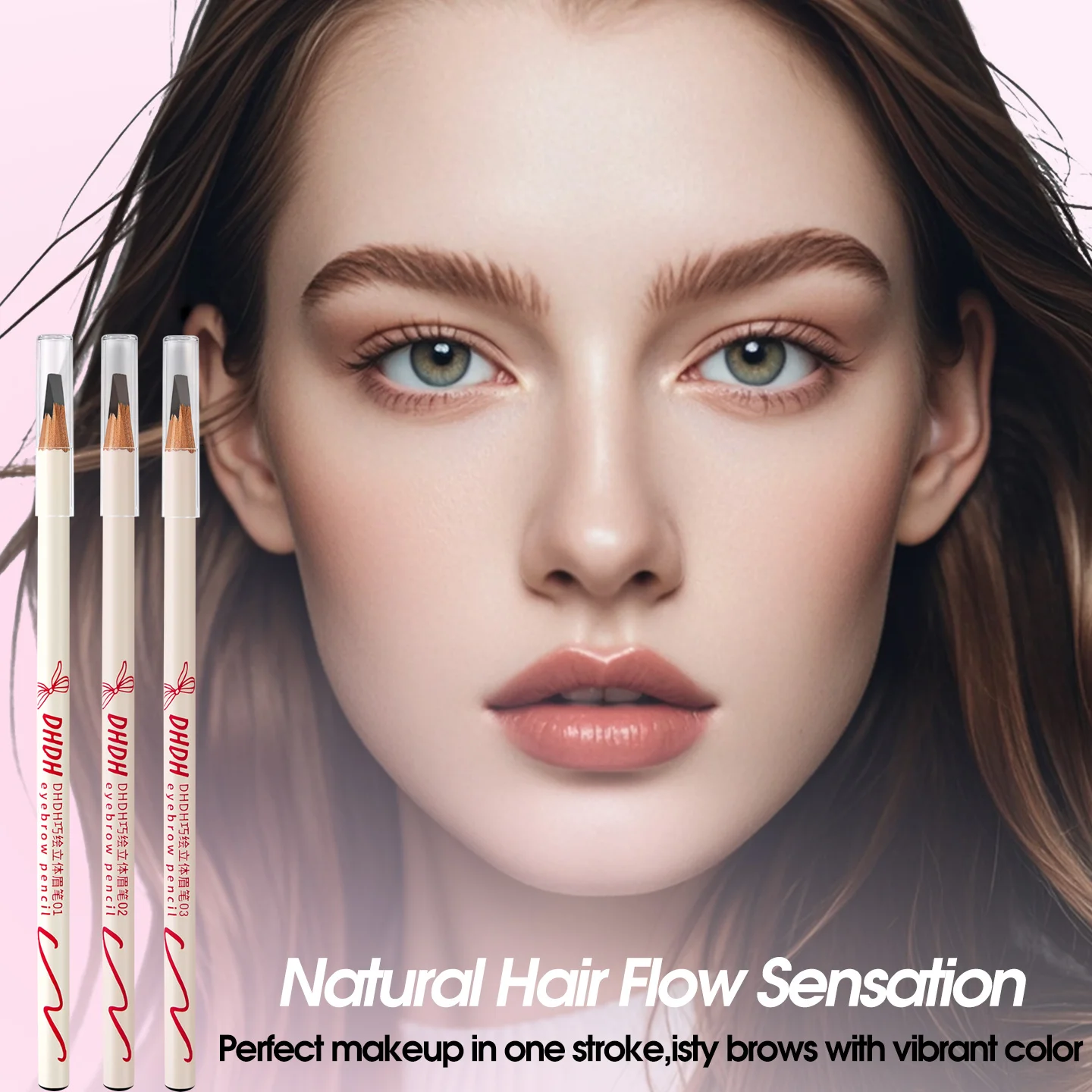 قلم حواجب ثلاثي الألوان دائم مقاوم للماء قلم رصاص ميكروبليدينج احترافي للمبتدئين، متين وطويل الأمد #4