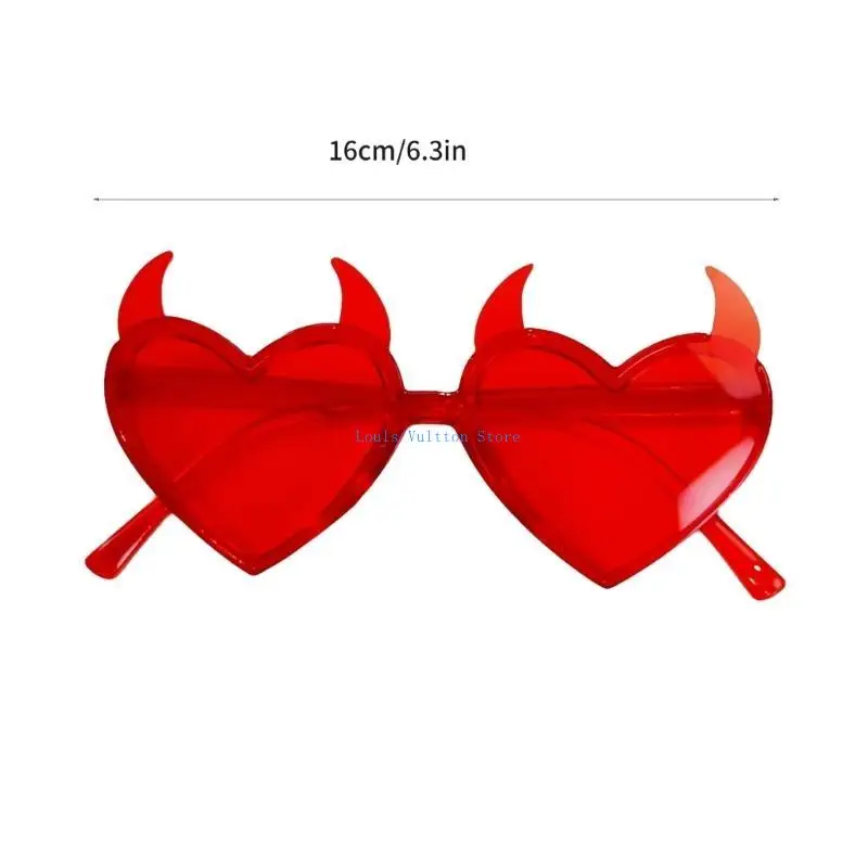 L5YB Fashion Devil Horn Heart Frame Sunglasses for Girls Seaside Party Girls Taking Photo Carnivals Camping Decors