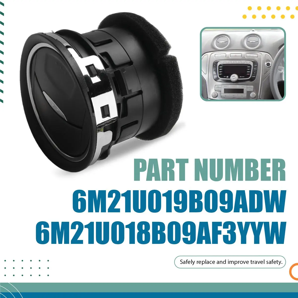 #39Q (black)Dashboard Air Vent Round Air Conditioning Air Outlet Grille for Ford,Automotive Parts & Accessories