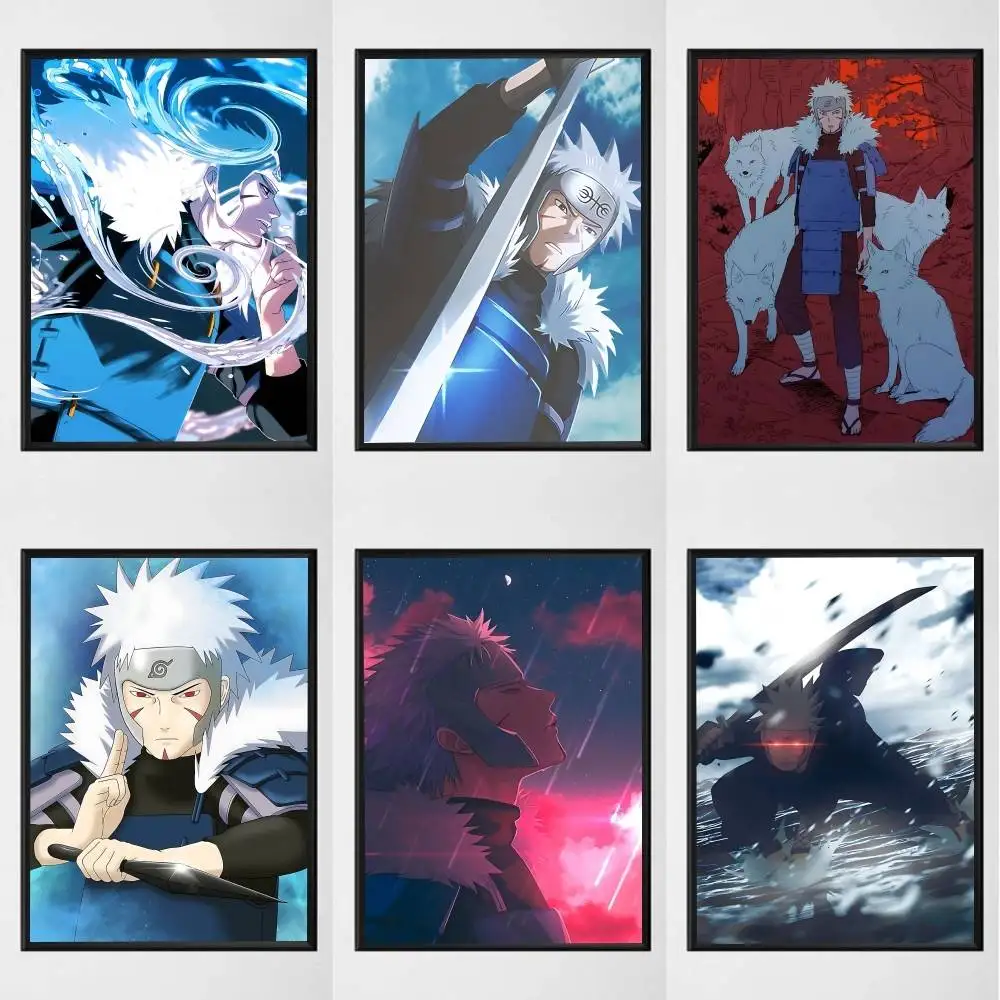 Anime N-NarutoS Charaktere Senju Tobirama Poster Selbstklebender Papierdruck Zuhause Wohnzimmer Schlafzimmer Eingang Bar Café Kunst