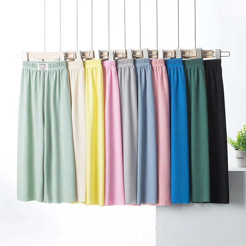 Summer Thin Girls Ice Silk Wide-legged Child Trousers Anti-mosquito Pants