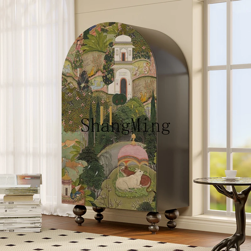 CL retro solid wood opposite door storage cabinet bedroom home installation-free vertical cabinet