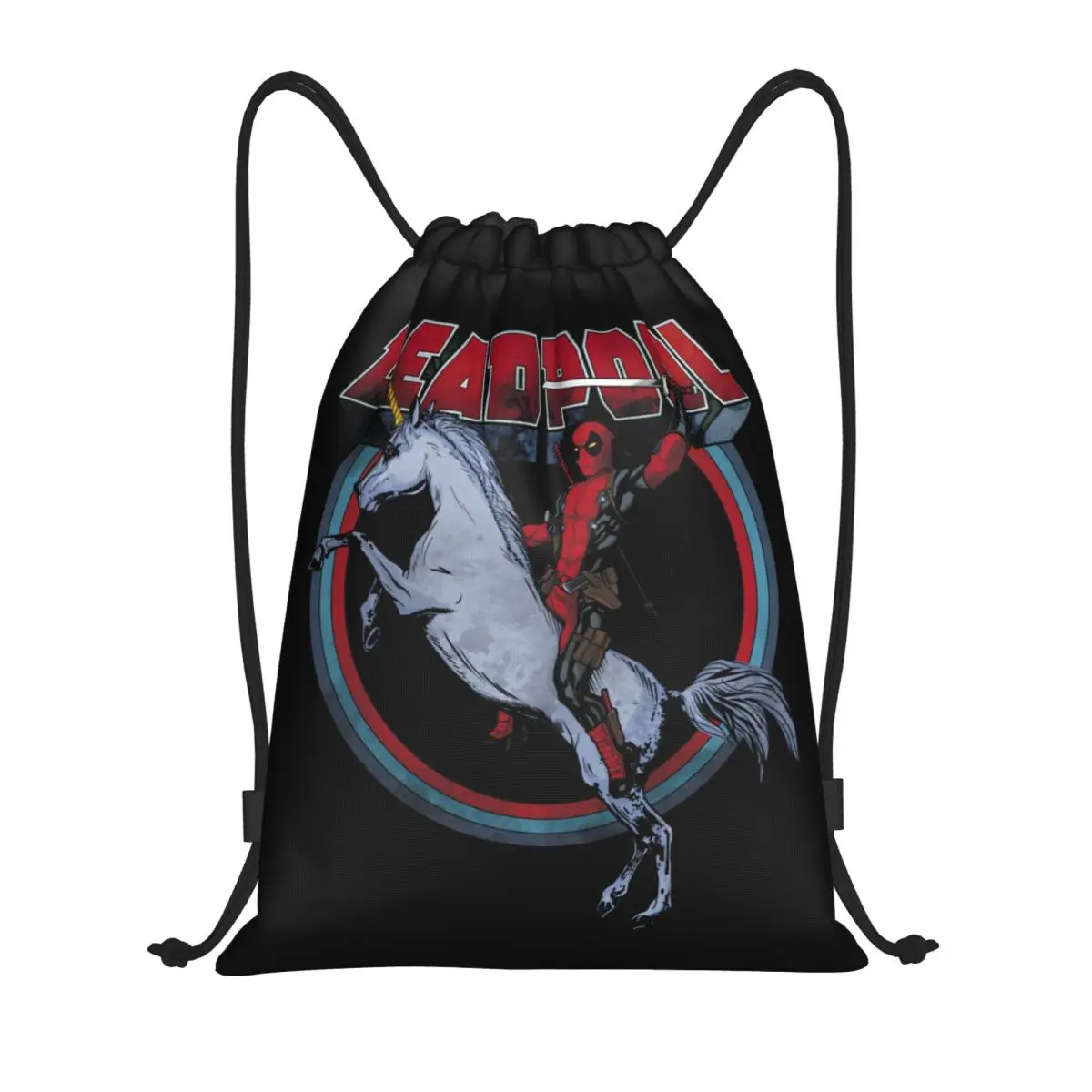 Custom Deadpool On Horseback Drawstring Backpack Bags Women Men Lightweight Gym Sports Sackpack Sacks for Training