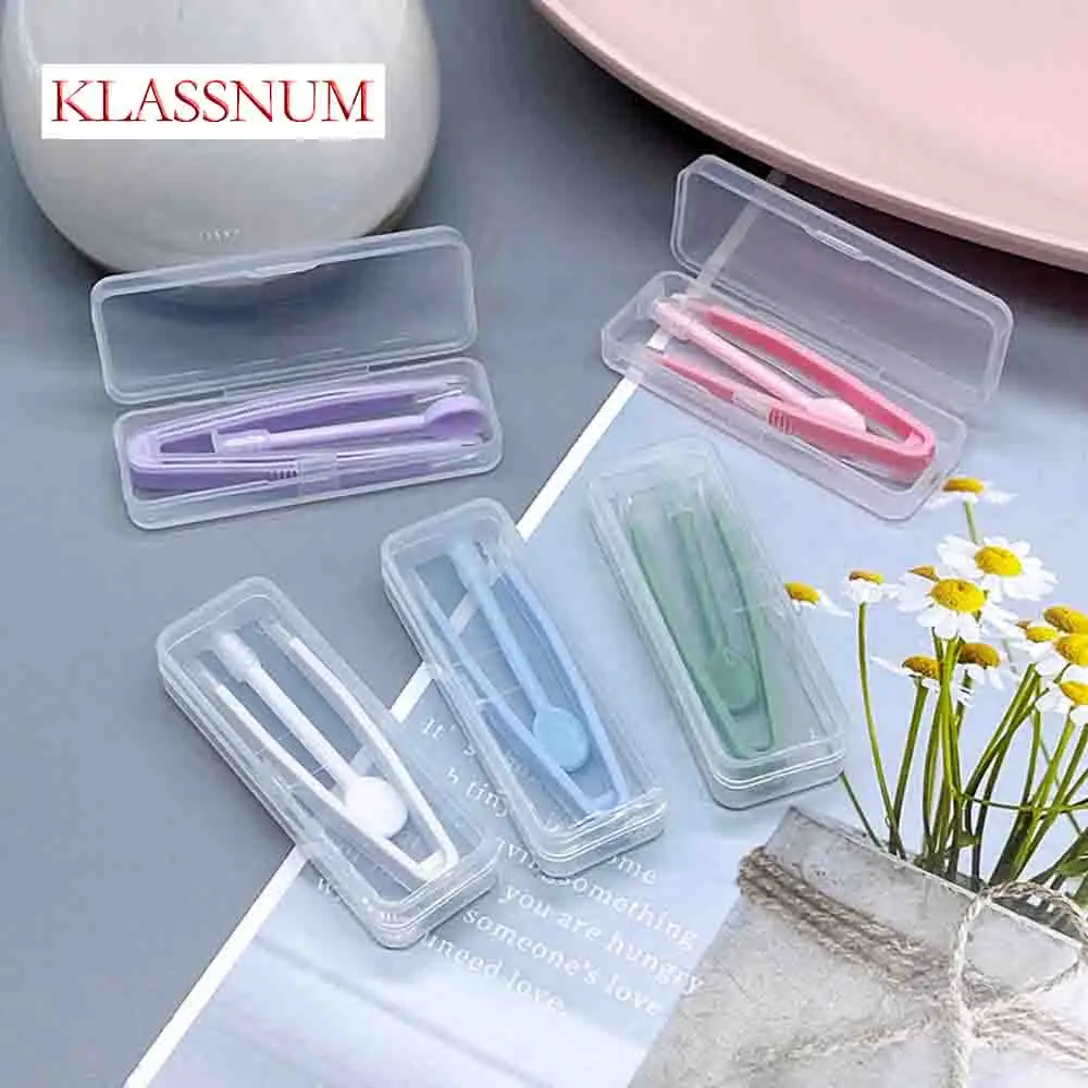 

KLASSNUM Portable Contact Lens Tweezers Suction Stick Travel Eye Care Kit Inserter Remover Tool Clear Case Wearing Accessories