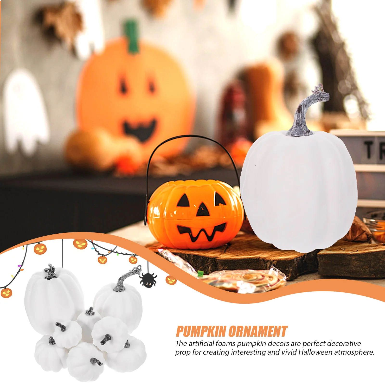

8pcs Foams Pumpkins Artificial Blank Pumpkin Decor For Farmhouse Fall Halloween Harvest Festival Diy Decoration Props