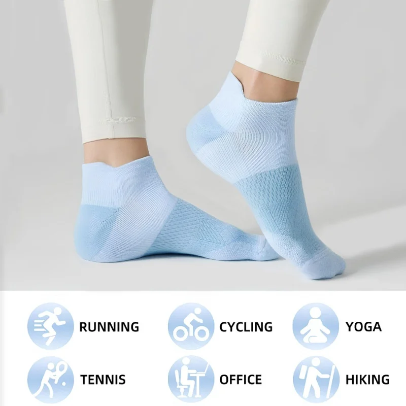 Dreamlikelin 1 Pair/5 Pairs Women's Summer Thin Short Socks Thick Towel Bottom Running & Jump Rope Fitness Sports Solcks