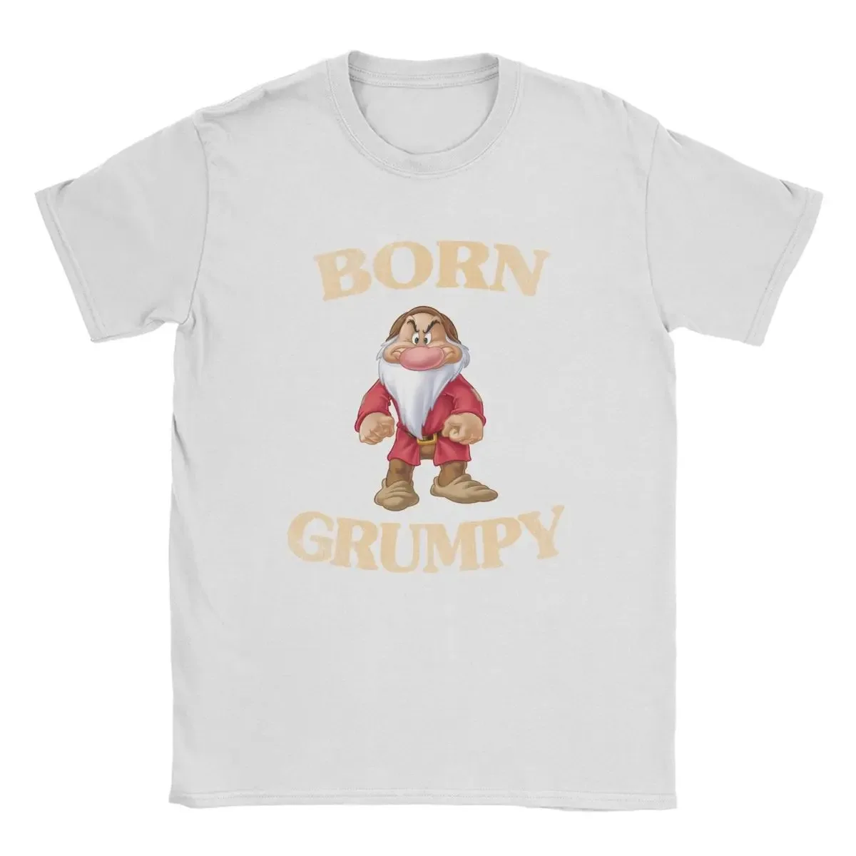 Disney Born Grumpy Seven Dwarfs Men T Shirt Humorous Tee Shirt Short Sleeve Crewneck T-Shirt 100% Cotton Printed Tops