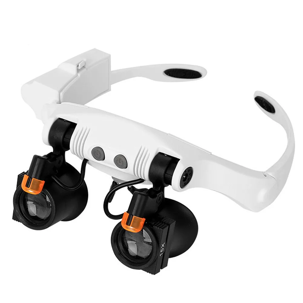 3X 4X 5X 6X 7X 10X 2XLED Headband Magnifier 12 Lens Loupes Eyeglass Magnifying Glasses with Warm and Cool LED Lights