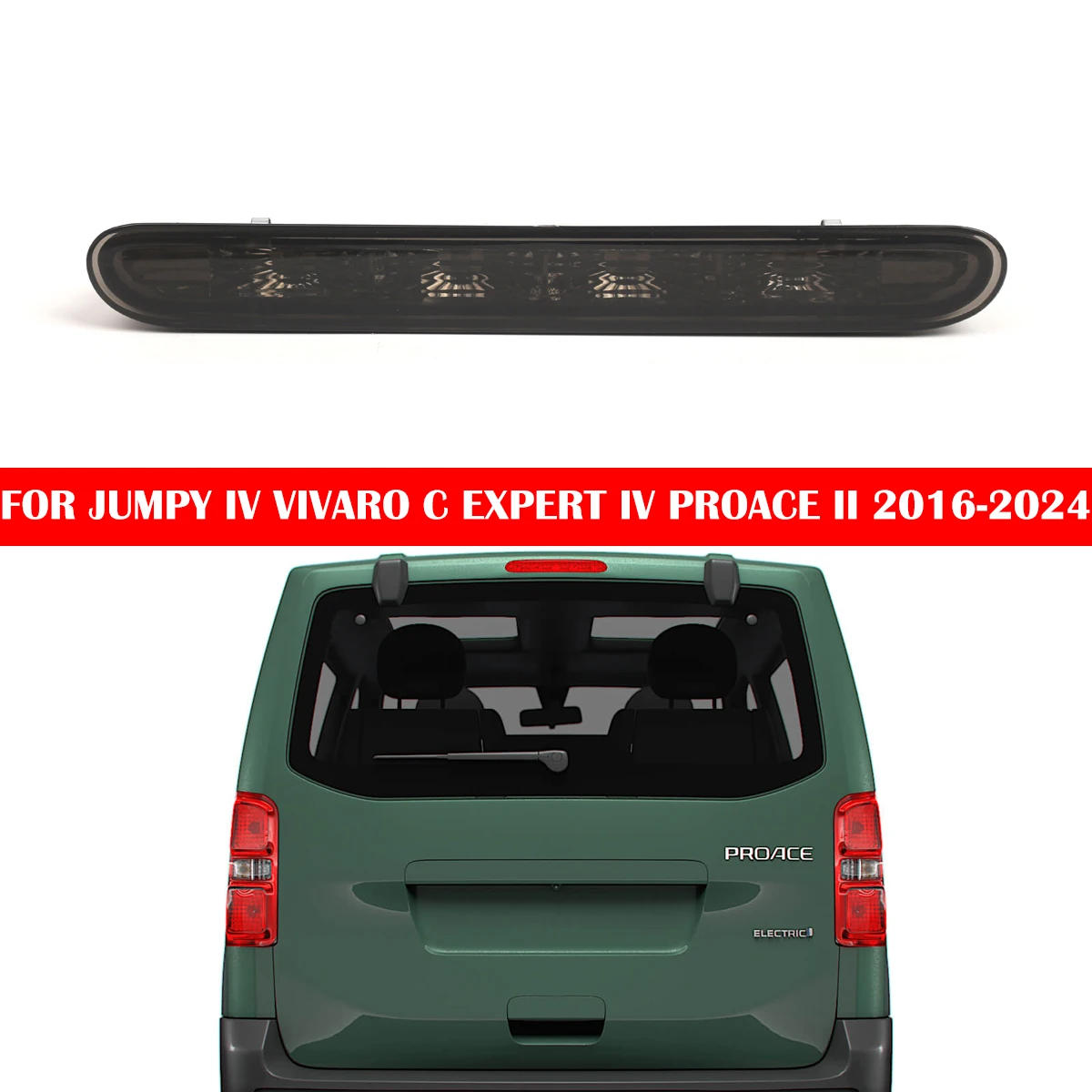 9811325980 Smoked Third Brake LED Light Lamp For CITROEN JUMPY IV For OPEL VIVARO C For PEUGEOT EXPERT IV For TOYOTA PROACE II