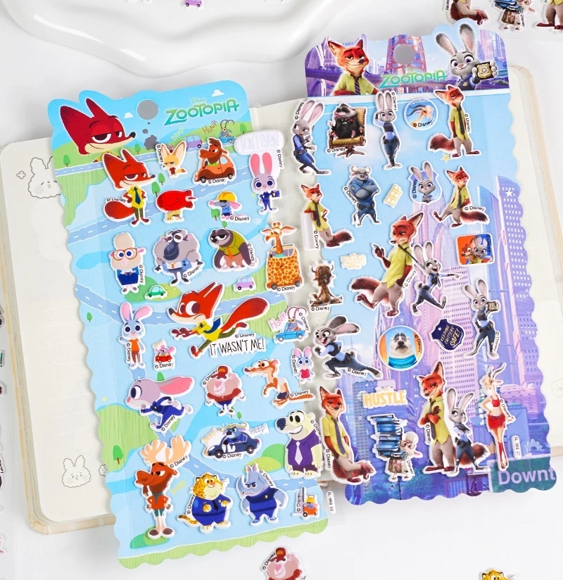 3D Zootopia 만화 주디 닉 스티커 어린이 수제 보상 스티커 휴대 전화 케이스 태블릿 장식 컵 스티커 선물