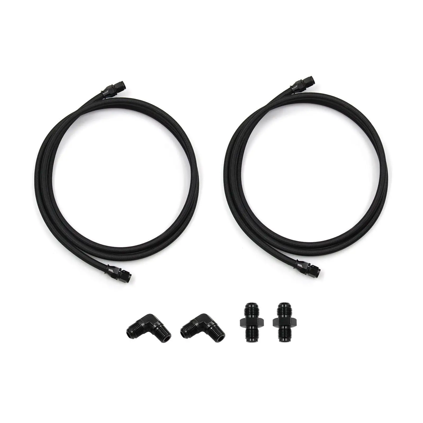 6AN PTFE Transmission Cooler Line Kit 7FT Black Aluminum Alloy Replacement for 4L60 700R4 TH350 TH400