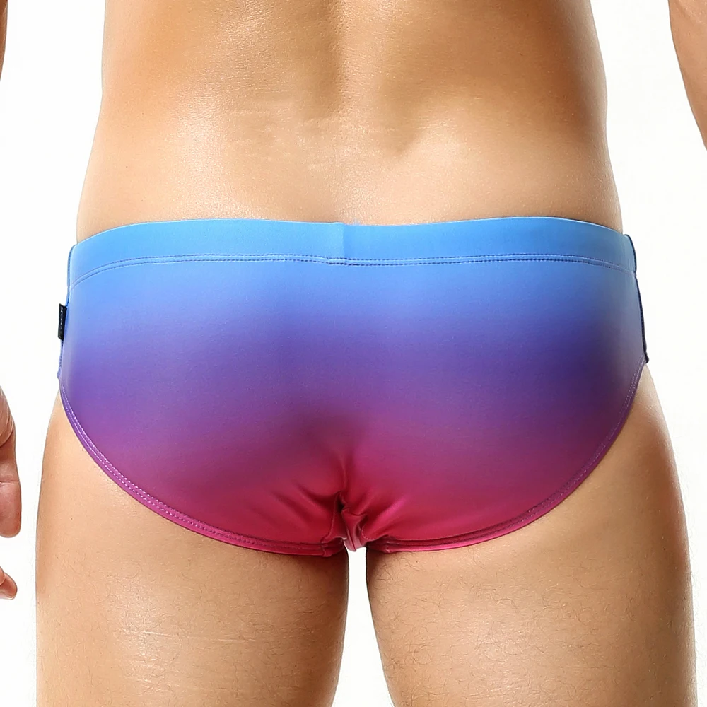 Hibin Seobean Men's Briefs Low Waist Sexy Youth Lace Up Gradient Swimming Trunks