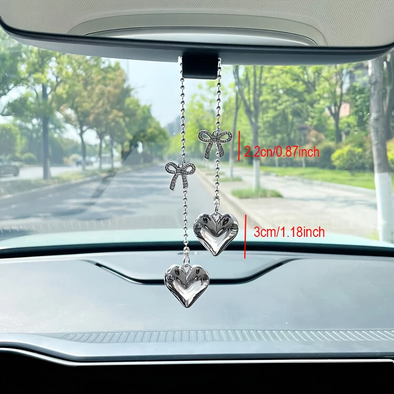 Bow Love Hanging Car Interior Decor Lucky Hanging Ornament for Auto Rearview Mirror Pendant Cute Car Accessories for Women