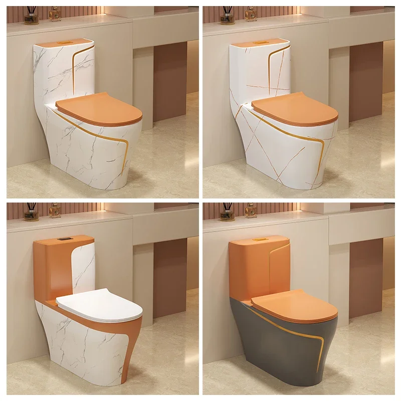 Light luxury orange household pumping color ceramic odor-proof small apartment seat toilet siphon type