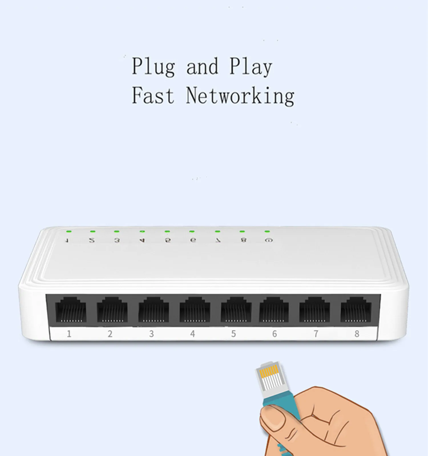 EATPOW-conmutador Ethernet de escritorio RJ45 rápido, carcasa de plástico, 8 puertos, 10/100/1000Mbps, conmutador de red Gigabit no gestionado