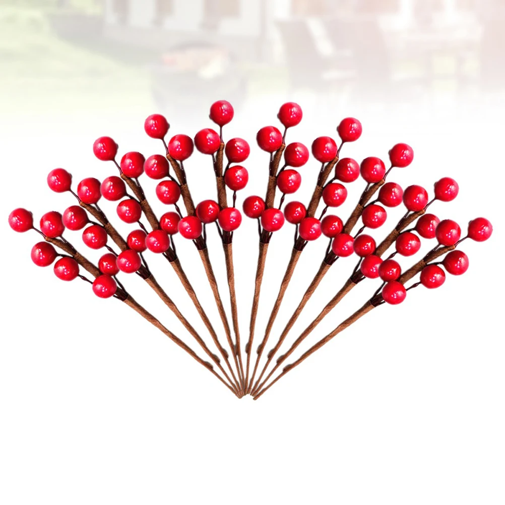 

10 Pcs Berry Artificial Cuttings Ornament Sticks Mori Department Twig Decoration Red DIY