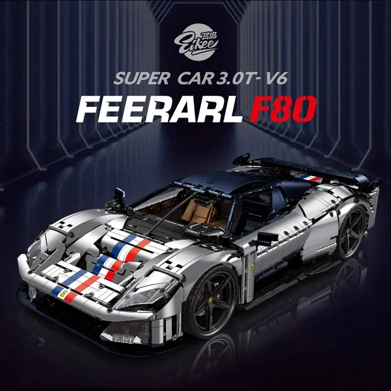 Nuevo F80 técnico Eikee 4703 Uds 1:8 juego de bloques de construcción modelo de coche súper deportivo juguetes de construcción para adultos niños regalos