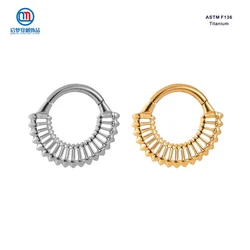 QM ASTM F136 Titanium Half Hollow Clicker Hoop Ring Ear Lobe Helix Body Piercing Jewelry