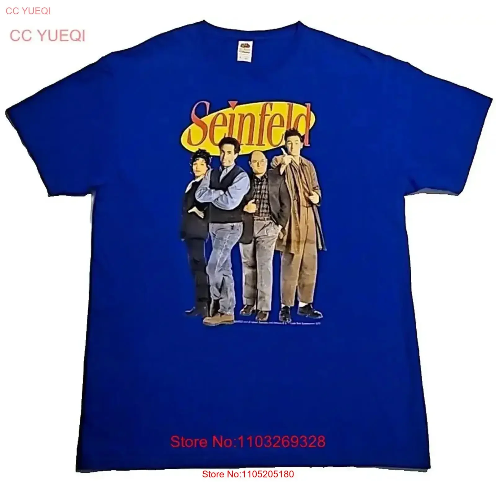 

Seinfeld T Shirt Blue with Logo and Cast Size Large vintage Washed Casual Slightly Versatile fashion graphic vintage Washed