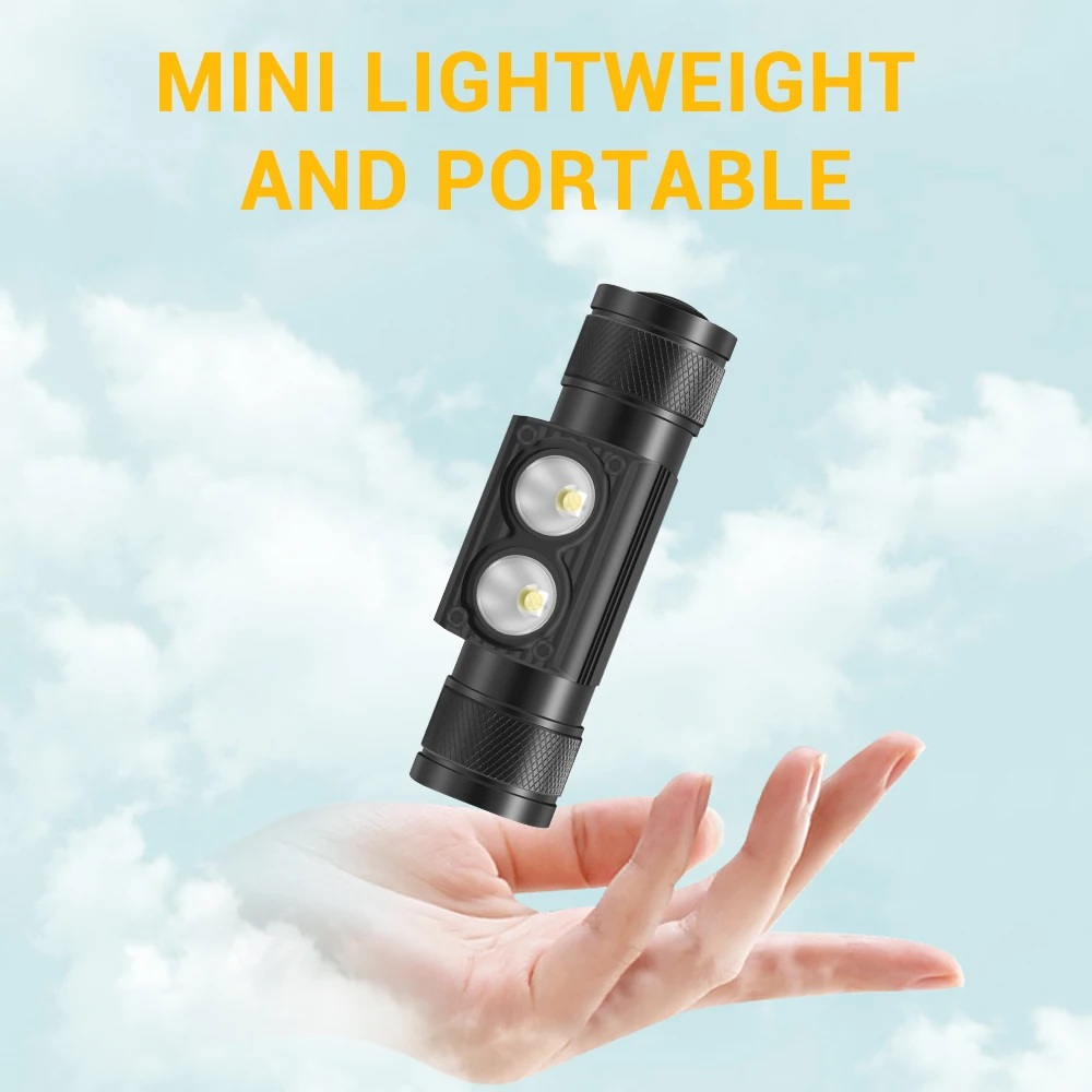 BORUiT LED Mini Headlamp Powerful 2000lm Headlight 18650 Rechargeable Head Waterproof Flashlight Camping Hunting Lighting