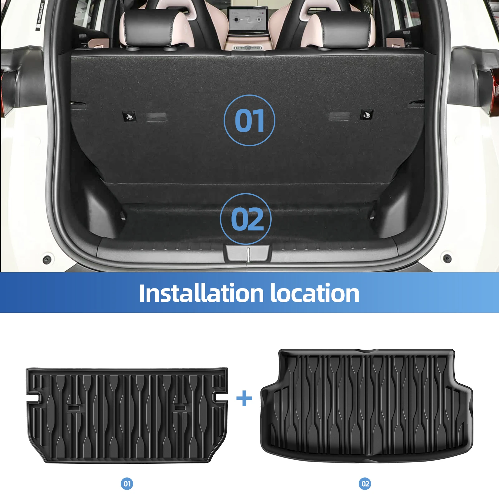 Smabee Left Drive for BYD Seagull 2025 2026 (Trunk Pad Not Fit Dolphin Surf) TPE Car Floor Mats Cargo Trunk Pad Waterproof Black