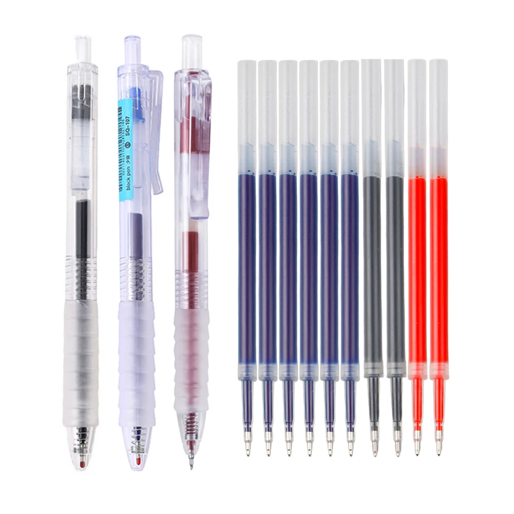 Einziehbares Gelstift-Set mit Stiftminen, rote, schwarze, blaue Tinte für Schüler, Schreibwaren – Detail 4