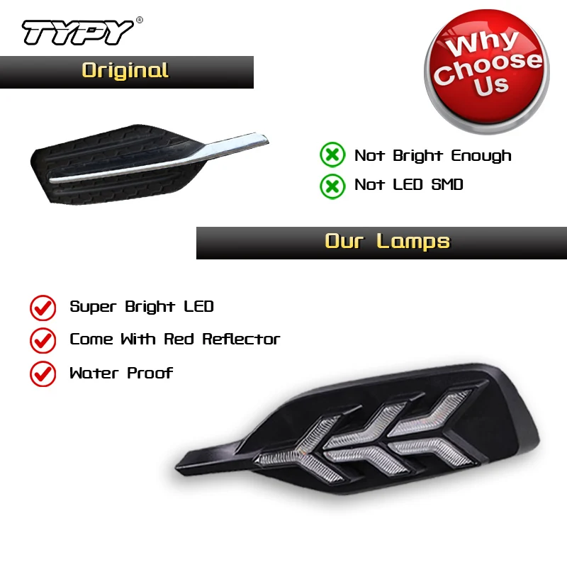 نوع سيارة LED أضواء النهار الجري لسيارة شيفروليه مونزا 2016-2022 وما بعد DRL مع ضوء الضباب الوامض الأصفر مع ثقب