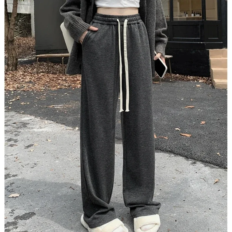 

2025 spring autumn y2k Wide Leg Pants Elastic Waist solid Casual sweatpants Female Trousers harajuku joggers Women Straight Pant