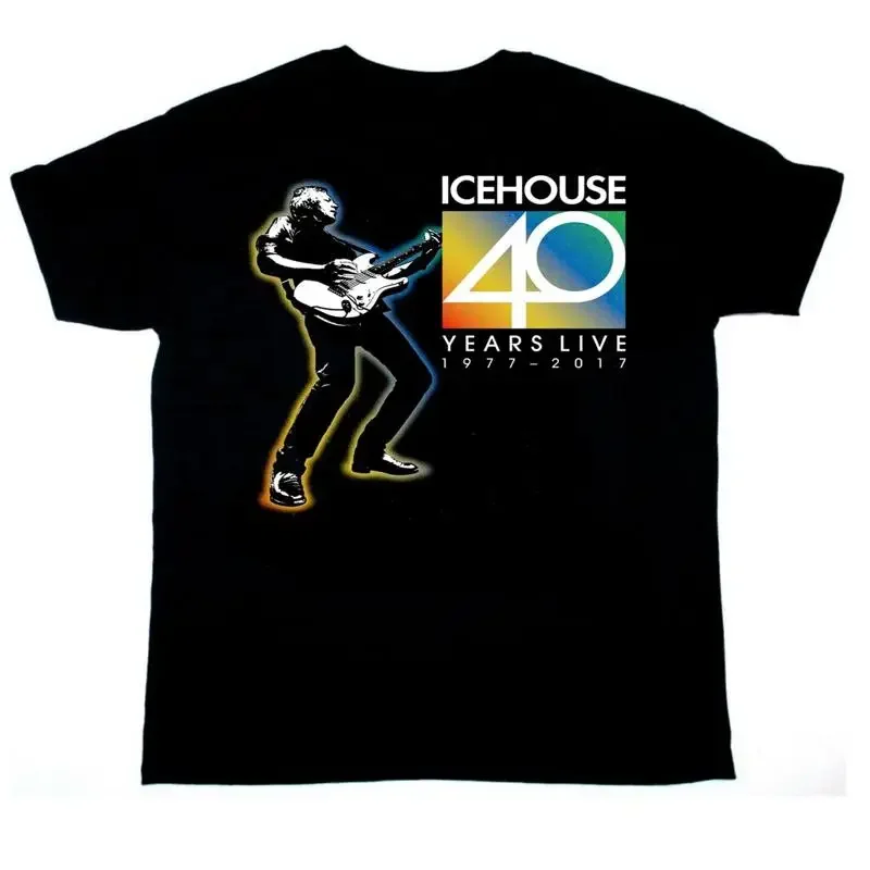 Vtg Icehouse Band 40 Years Cotton Black Full Size T Shirt