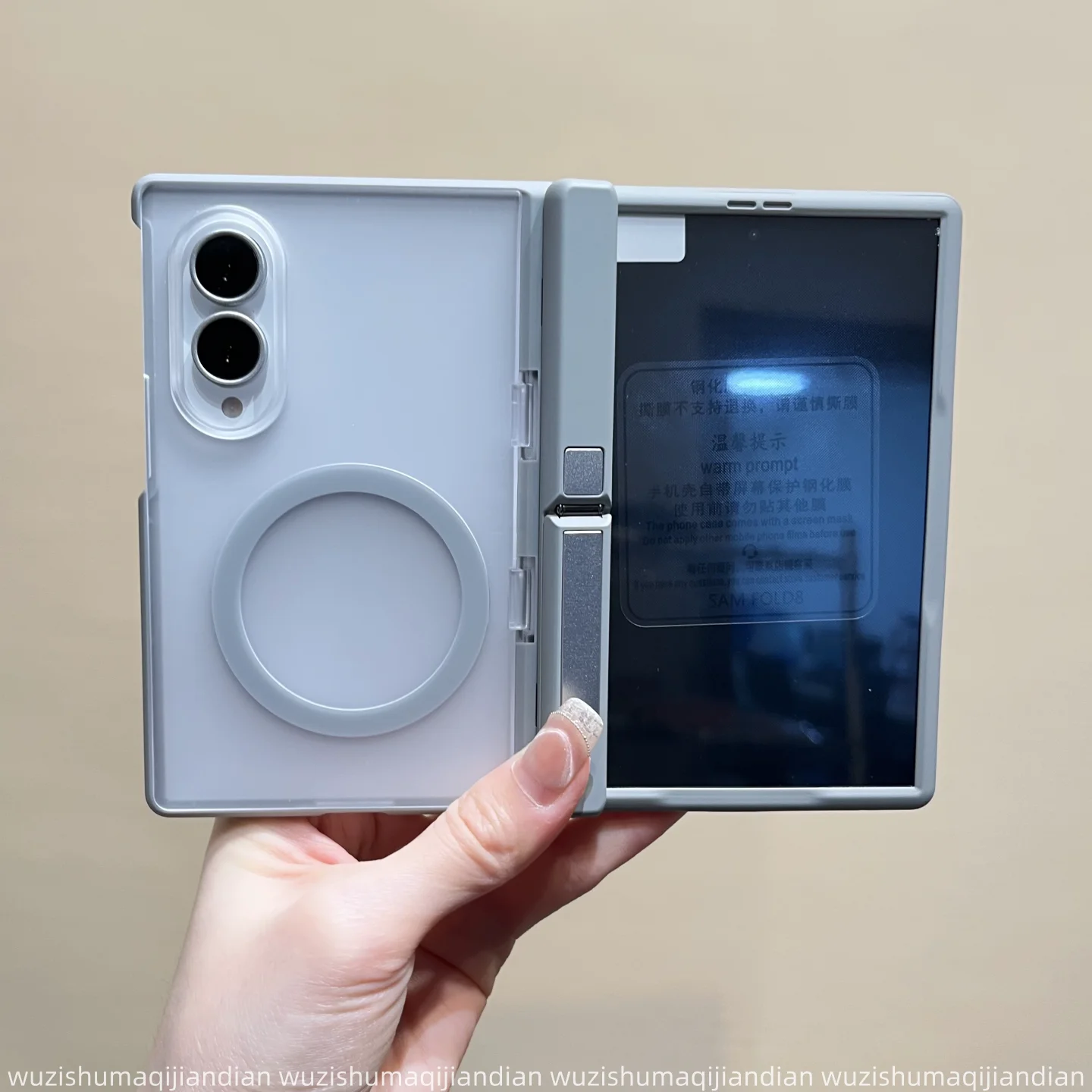 For Samsung Galaxy Z Fold 8 Wide Case Translucent Magnetic Vertical Bracket Anti Fall Phone Cover For Galaxy z fold8 wide Shell