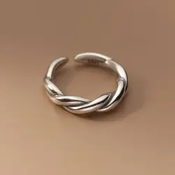 925 Sterling Silver Rings For Women Simple Minimalist Cross Open Finger Ring Fashion Band Female Bijoux Birthday Gift