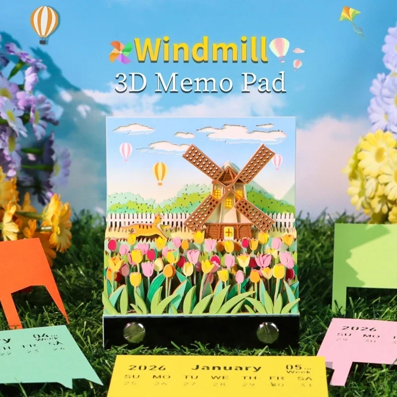 

Twenty twenty six LED Accented Fan Calendar Paper Sculpture With Removable Record For Creative Desk Display