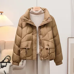 2024 Autumn Winter New Fashionable Warm Lightweight White Duck Down Jacket Women Short Korean Style Stand-up Collar Loose Jacket