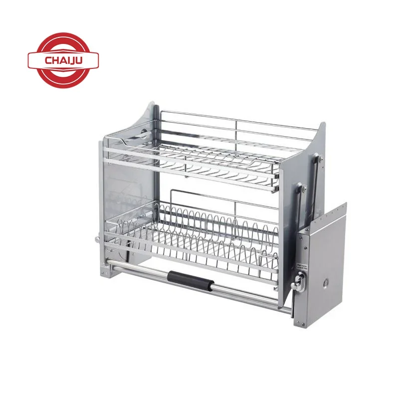 Kitchen Hardware 800mm Pull Down Stainless Steel Dish Lifting Baskets Hanging Cabinet Pull Basket