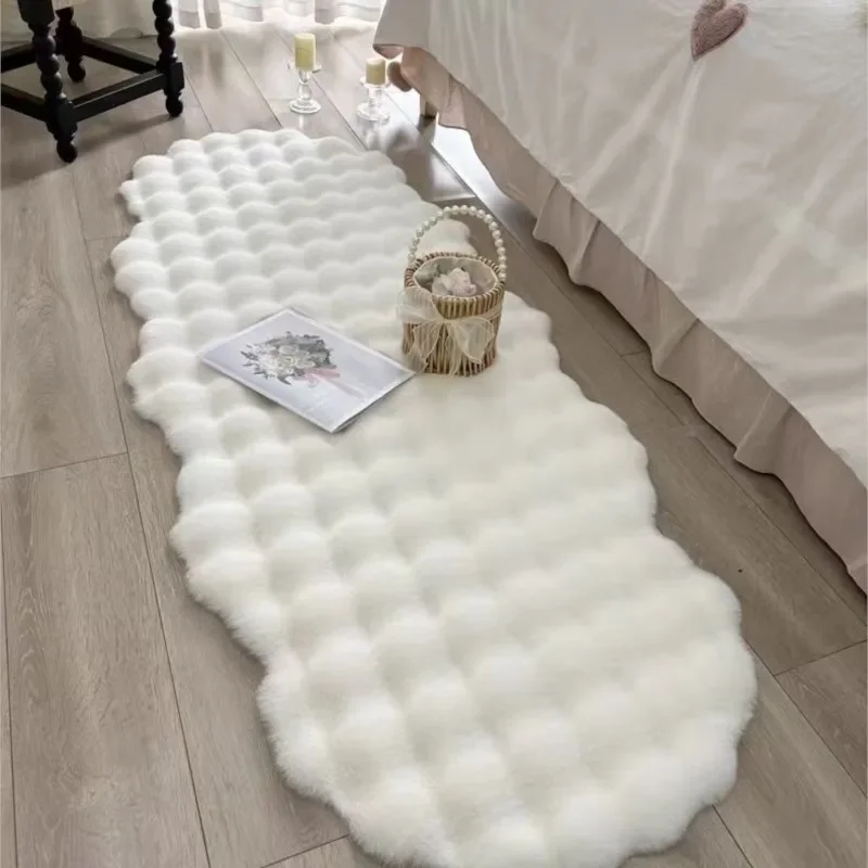Alfombra estilo ondulado felpa para dormitorio, mesita noche, sala estar, ventana salediza, sofá, manta forma