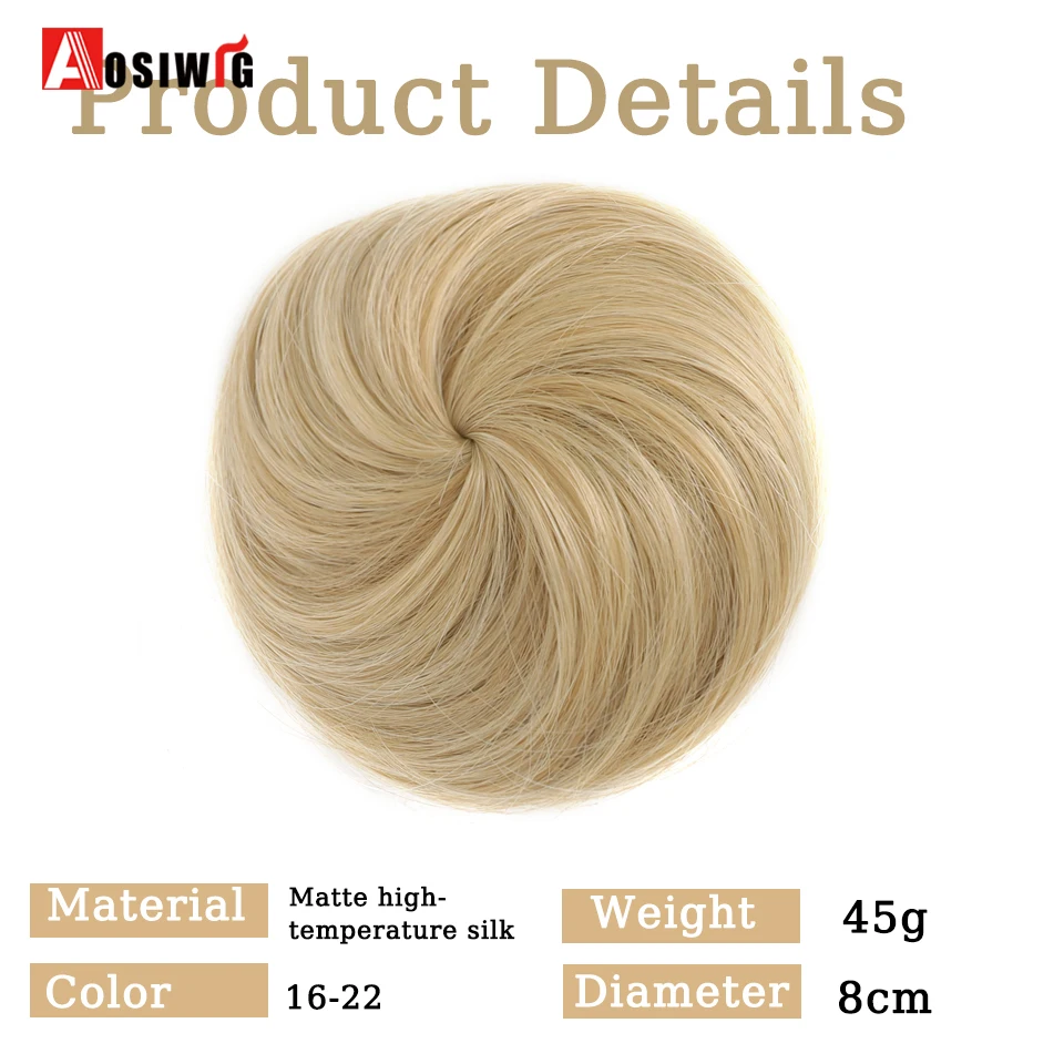 AOSI Synthetic Donut Bun Scrunchie Chignons Hair High temperature Natural Fake Clip in Hair Ponytail Extensions Accessories