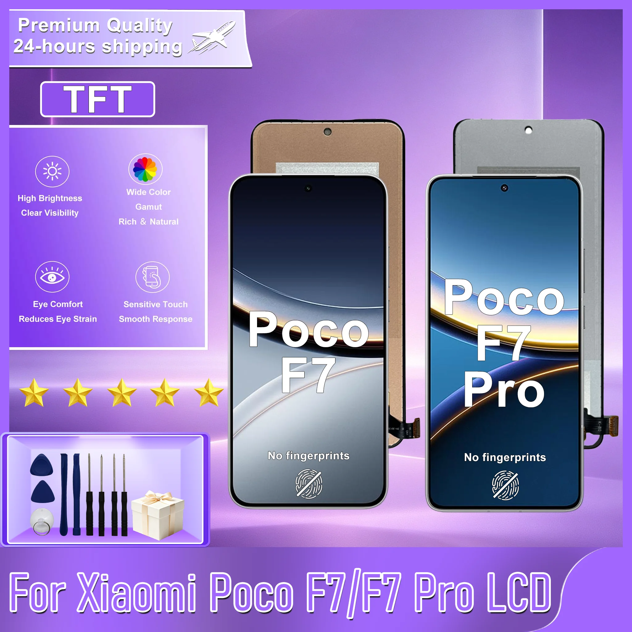 TFT Screen For Xiaomi Poco F7 Display 25053PC47G Touch Screen Digitizer For Poco F7 Pro LCD 24117RK2CG Assembly Replacememt Part