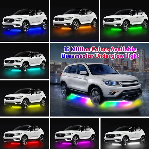 Imagen 2 del producto Luz LED de neón RGB para coche, luz inferior con Control remoto/aplicación, tira LED Flexible impermeable, luz decorativa para debajo del cuerpo del coche