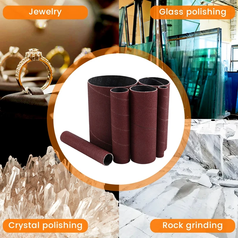6 Pack Sanding Sleeves For Spindle Sander 120 Grit, Aluminum Oxide Sandpaper Power Sanding Sleeves