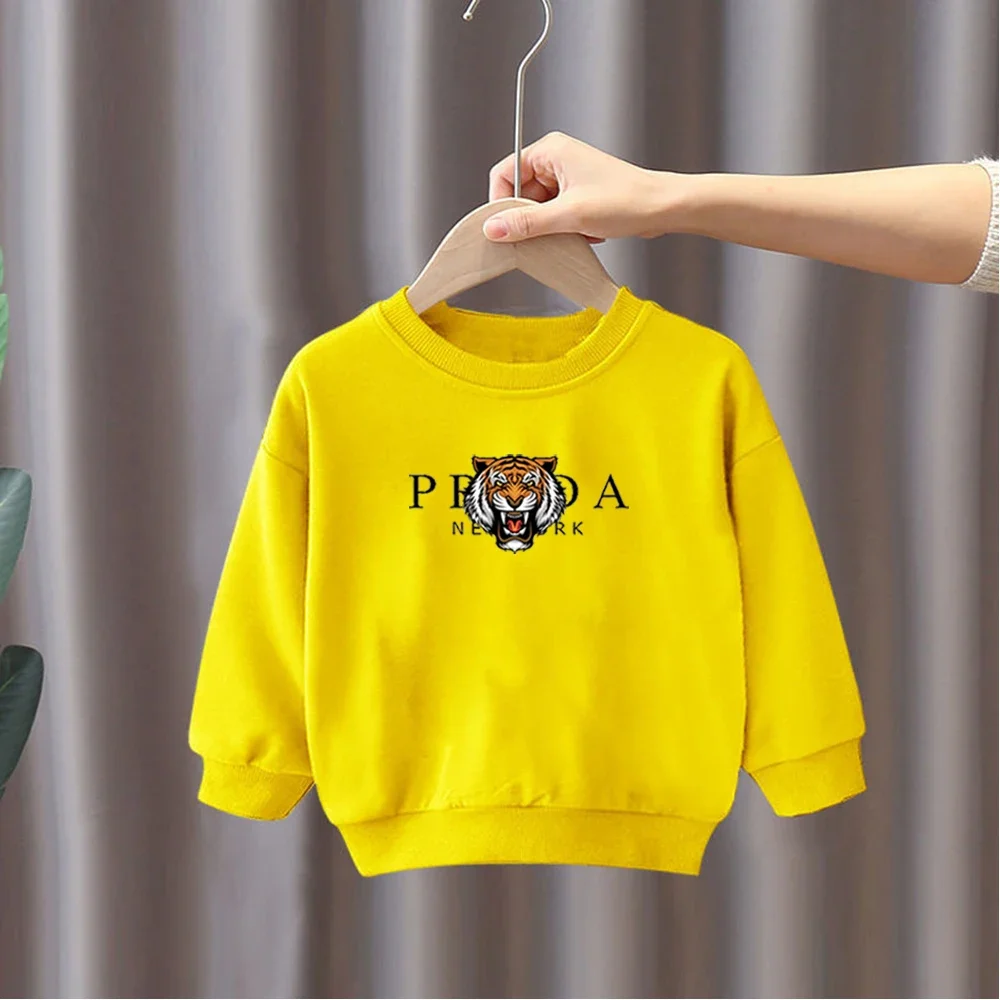 Tiger Print Baby Pullover Sweatshirt Autumn Winter Children Cotton Sweater Long Sleeve Boys Girl Fashion Kid Top