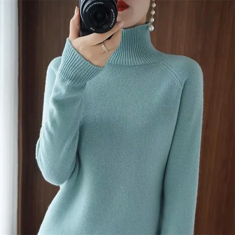 2023 New Spring Autumn Women\'s Sweater Turtleneck Pullover Slim Solid High-quality Warmth Comfort Pendulous Feel Knitted Jumper