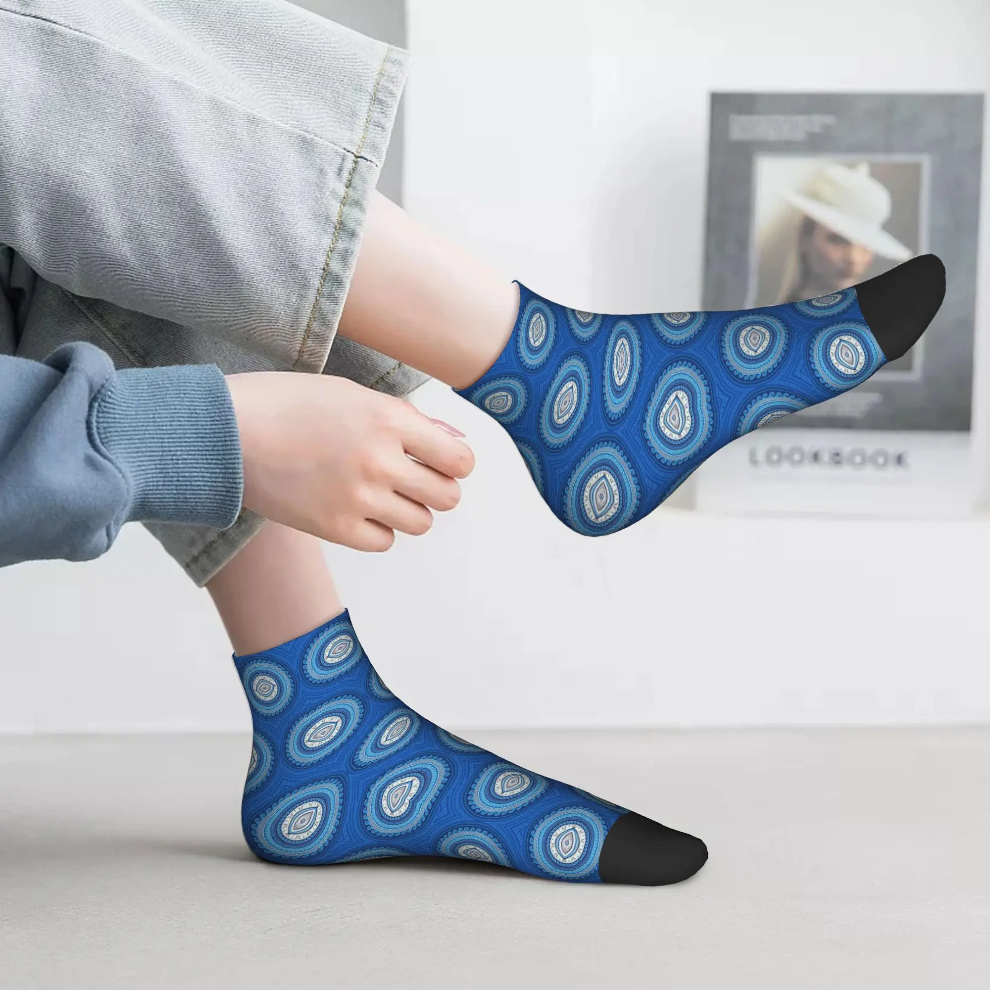 Calcetines con adorno de mal de ojo griego Mati Mataki para todas las estaciones, calcetines Harajuku de alta calidad, medias de moda para hombres y mujeres