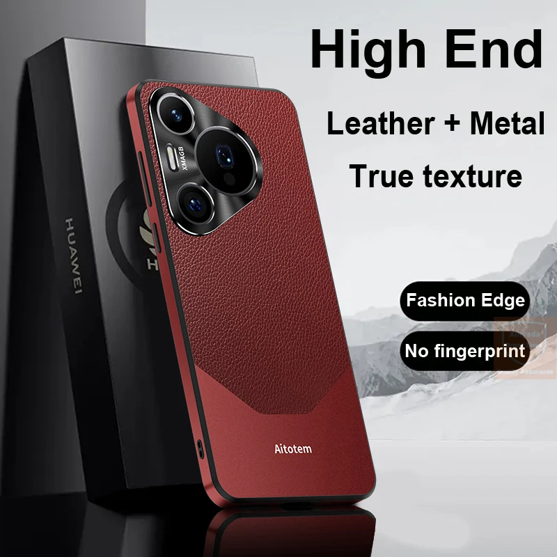 

High end For Huawei Pura 70 Pro Plus Pura70 Case Geniune Leather Metal Skin Phone Case For Huawei Pura 70 Ultra Pro+ Cover Shell