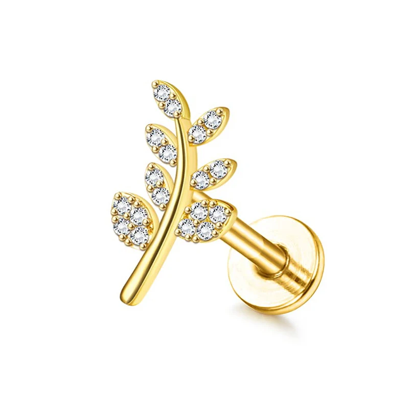 Drperfect 16G Knorpel-Ohrstecker für Damen, Edelstahl, flache Rückseite, Schmetterling, Mond, Blume, Helix, Tragus, Piercing-Schmuck