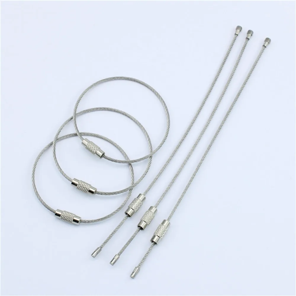 Silver Wire Keychain Cable Stainless Steel Metal Stainless Steel Key Ring Loop Holder Durable Loop
