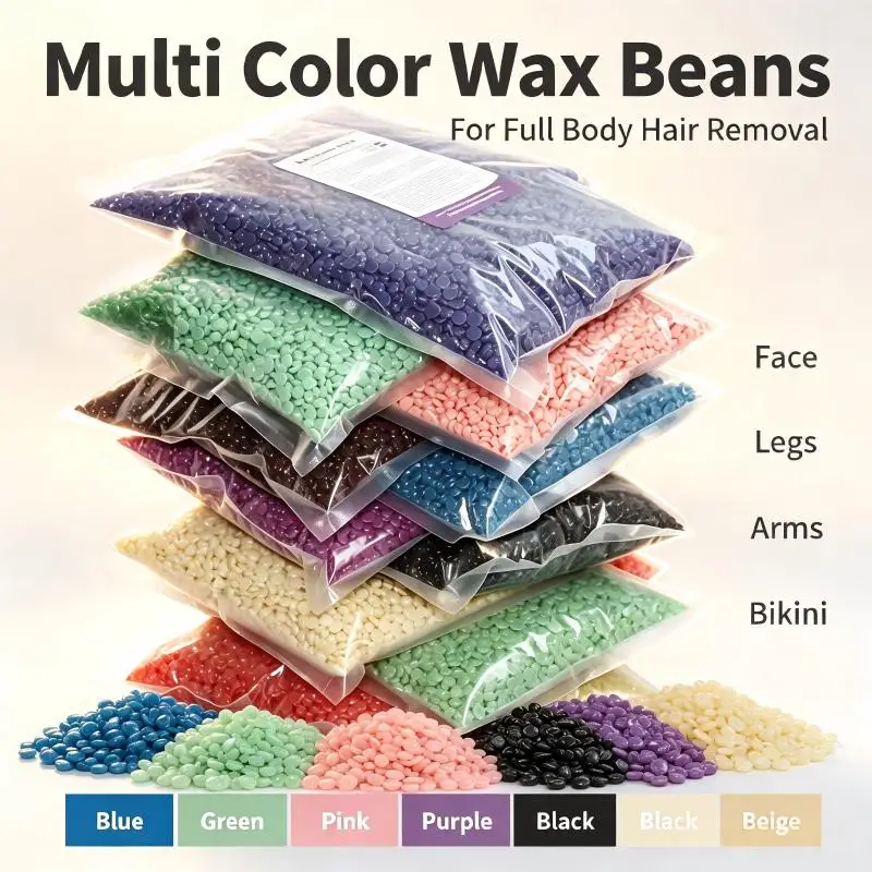 Multi Color Hard Wax Beans Painless Depilatory Wax No Strip Hair Removal Beads for Women Home Body Bikini Facial Wax Treatment